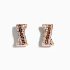 Earrings|Effy Jewelry 14K Rose Gold Espresso and White Diamond Earrings