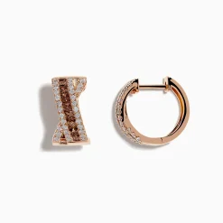 Earrings|Effy Jewelry 14K Rose Gold Espresso and White Diamond Earrings