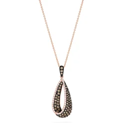 Necklaces & Pendants|Effy Jewelry 14K Rose Gold Espresso and White Diamond Drop Pendant, 0.86 TCW