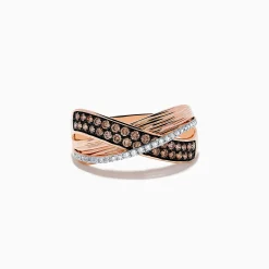 Rings|Effy Jewelry 14K Rose Gold Espresso and White Diamond Ring, 0.48 TCW