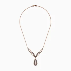 Necklaces & Pendants|Effy Jewelry 14K Rose Gold Espresso and White Diamond Drop Necklace