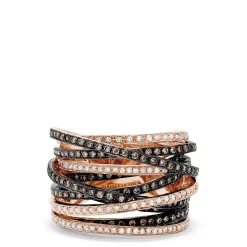 Rings|Effy Jewelry 14K Rose Gold Espresso and White Diamond Cross Over Ring, 1.36 TCW