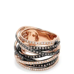 Rings|Effy Jewelry 14K Rose Gold Espresso and White Diamond Cross Over Ring, 1.36 TCW