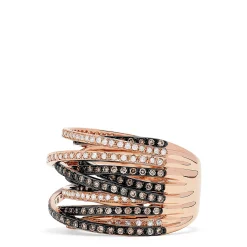 Rings|Effy Jewelry 14K Rose Gold Espresso and White Diamond Cross Over Ring, 1.36 TCW