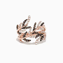 Rings|Effy Jewelry 14K Rose Gold Espresso and White Diamond Ring, 0.62 TCW
