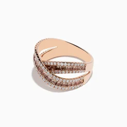 Rings|Effy Jewelry 14K Rose Gold Espresso and White Diamond Crossover Ring