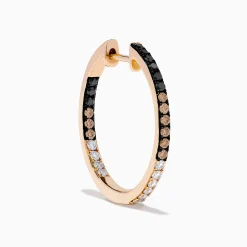 Earrings|Effy Jewelry 14K Rose Gold Espresso, Black and White Diamond Hoop Earrings