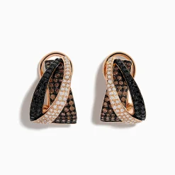 Earrings|Effy Jewelry 14K Rose Gold Espresso, Black, and White Diamond Earrings