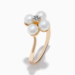 Rings|Effy Jewelry 14K Rose Gold Fresh Water Pearl and Diamond Flower Ring