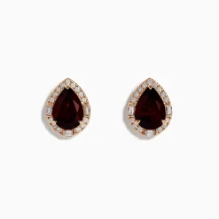 Earrings|Effy Jewelry 14K Rose Gold Garnet and Diamond Earrings