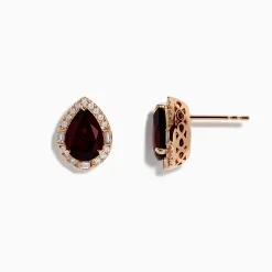 Earrings|Effy Jewelry 14K Rose Gold Garnet and Diamond Earrings