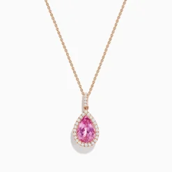 Necklaces & Pendants|Effy Jewelry 14K Rose Gold Kunzite and Diamond Pendant