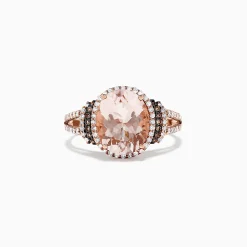 Rings|Effy Jewelry 14K Rose Gold Morganite and Diamond Ring, 3.42 TCW