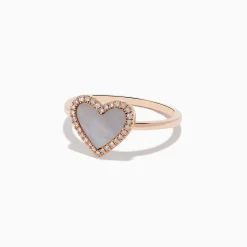 Rings|Effy Jewelry 14K Rose Gold Mother of Pearl and Diamond Heart Ring