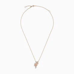 Necklaces & Pendants|BH Multi 14K Rose Gold Mother of Pearl and Diamond Butterfly Necklace, 0.26 TCW