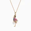 Necklaces & Pendants|Effy Jewelry 14K Rose Gold Multi Color Sapphire, Pearl and Diamond Flamingo Pendant