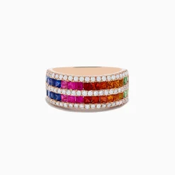 Rings|Effy Jewelry 14K Rose Gold Multi Sapphire and Diamond Ring