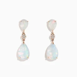 Earrings|Effy Jewelry 14K Rose Gold Opal and Diamond Drop Earrings