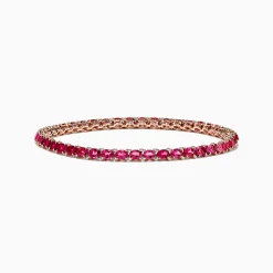 Bracelets|Effy Jewelry 14k Rose Gold Oval Pink Tourmaline and Ruby Tennis Bracelet 6.56 TCW