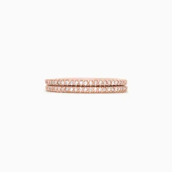 Rings|Effy Jewelry 14K Rose Gold Pave Diamond Band, Set of Two