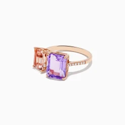 Rings|Effy Jewelry 14k Rose Gold Pink Amethyst and Morganite Toi Et Moi Ring