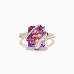 Rings|Effy Jewelry 14K Rose Gold Pink Amethyst and Diamond Ring