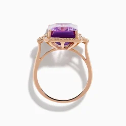 Rings|Effy Jewelry 14K Rose Gold Pink Amethyst and Diamond Cocktail Ring