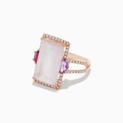 Rings|BH Multi 14K Rose Gold Pink Rose Quartz, Pink Amethyst and Diamond Ring
