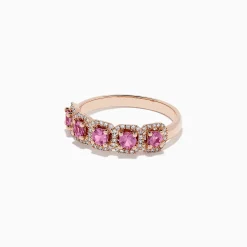 Rings|BH Multi 14K Rose Gold Pink Sapphire and Diamond Ring, 0.85 TCW