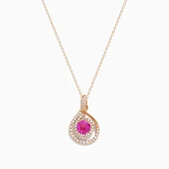 Necklaces & Pendants|Effy Jewelry 14K Rose Gold Pink Sapphire and Diamond Swirl Pendant