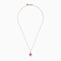 Necklaces & Pendants|Effy Jewelry 14K Rose Gold Pink Sapphire and Diamond Swirl Pendant