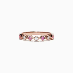 Rings|Effy Jewelry 14K Rose Gold Pink Sapphire and Diamond Band Ring, 0.27 TCW