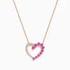 Necklaces & Pendants|Effy Jewelry 14K Rose Gold Pink Sapphire and Diamond Open Heart Necklace