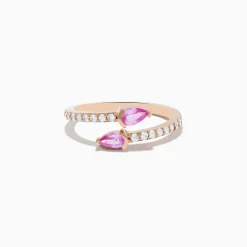 Rings|Effy Jewelry 14K Rose Gold Pink Sapphire and Diamond Bypass Ring