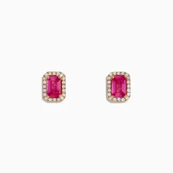 Earrings|Effy Jewelry 14K Rose Gold Pink Sapphire and Diamond Earrings