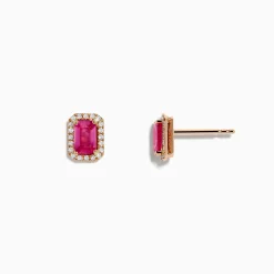 Earrings|Effy Jewelry 14K Rose Gold Pink Sapphire and Diamond Earrings