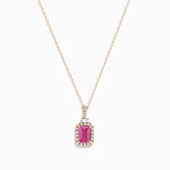 Necklaces & Pendants|Effy Jewelry 14K Rose Gold Pink Sapphire and Diamond Pendant