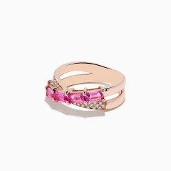 Rings|Effy Jewelry 14K Rose Gold Pink Sapphire and Diamond Criss Cross Ring