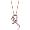 Necklaces & Pendants|Effy Jewelry 14K Rose Gold Pink Sapphire and Diamond Breast Cancer Awareness Ribbon Pendant, 0.31 TCW