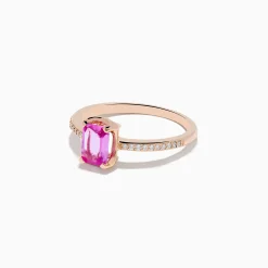 Rings|Effy Jewelry 14K Rose Gold Pink Sapphire and Diamond Solitaire Ring