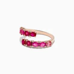 Rings|Effy Jewelry 14k Rose Gold Pink Tourmaline and Ruby Bypass Ring 1.49 TCW