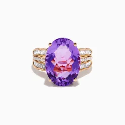 Rings|Effy Jewelry 14K Rose Gold Purple Amethyst and Diamond Cocktail Ring