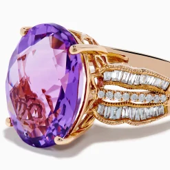 Rings|Effy Jewelry 14K Rose Gold Purple Amethyst and Diamond Cocktail Ring