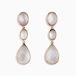 Earrings|Effy Jewelry 14K Rose Gold Quartz Crystal, Rose Quartz and Pink Mother Of Pearl Earrings