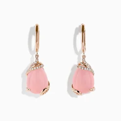 Earrings|Effy Jewelry 14K Rose Gold Rose Quartz and Diamond Drop Earrings