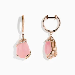 Earrings|Effy Jewelry 14K Rose Gold Rose Quartz and Diamond Drop Earrings