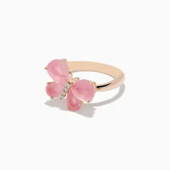 Rings|Effy Jewelry 14K Rose Gold Rose Quartz and Diamond Butterfly Ring