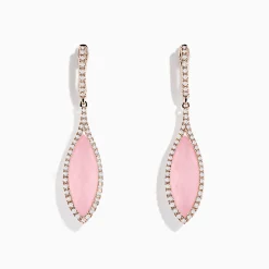 Earrings|Effy Jewelry 14K Rose Gold Rose Quartz and Diamond Earrings