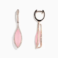 Earrings|Effy Jewelry 14K Rose Gold Rose Quartz and Diamond Earrings