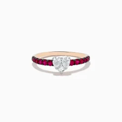 Rings|Effy Jewelry 14k Rose Gold Ruby and Diamond Heart Ring